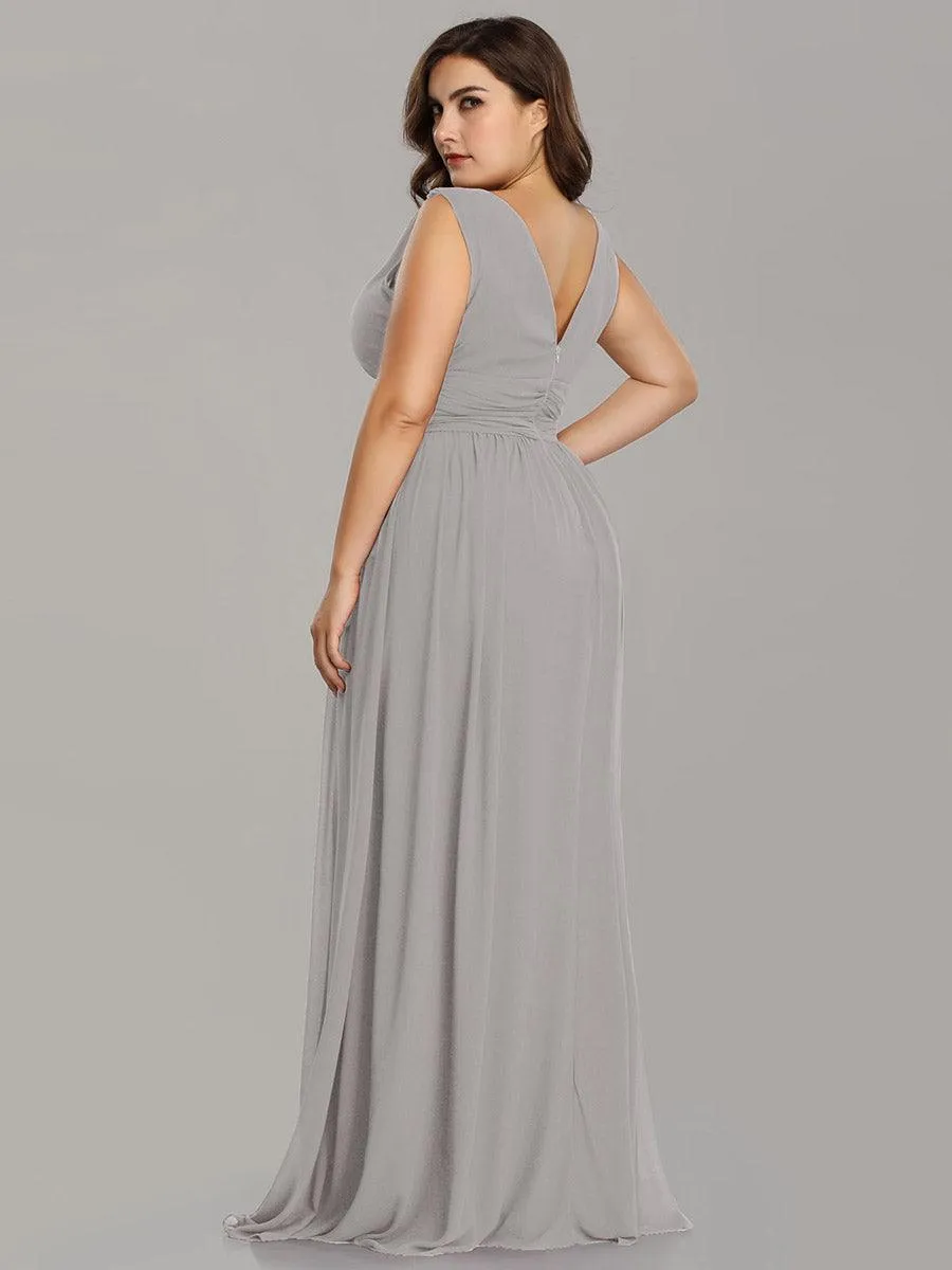 Robe de demoiselle d'honneur en mousseline à col en V
