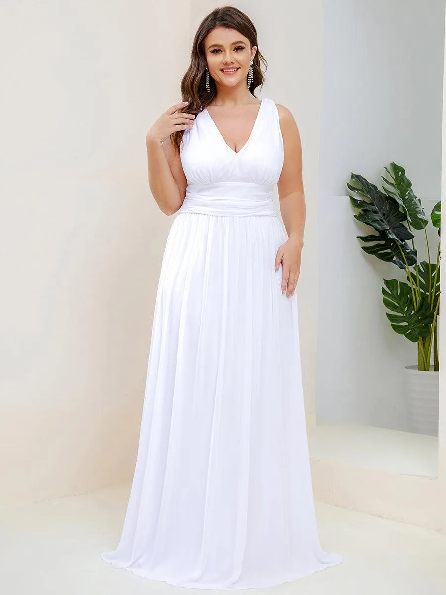 Robe de demoiselle d'honneur en mousseline à col en V
