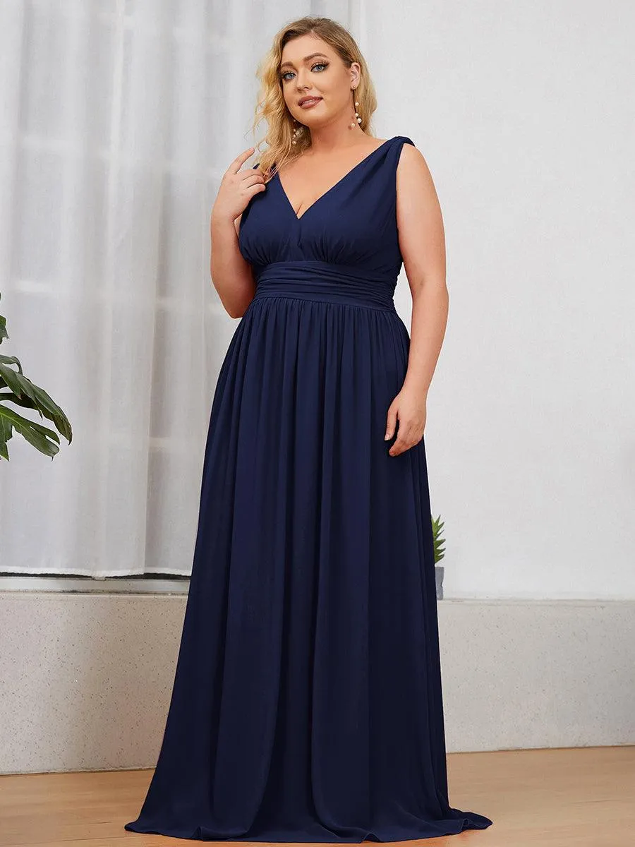 Robe de demoiselle d'honneur en mousseline à col en V