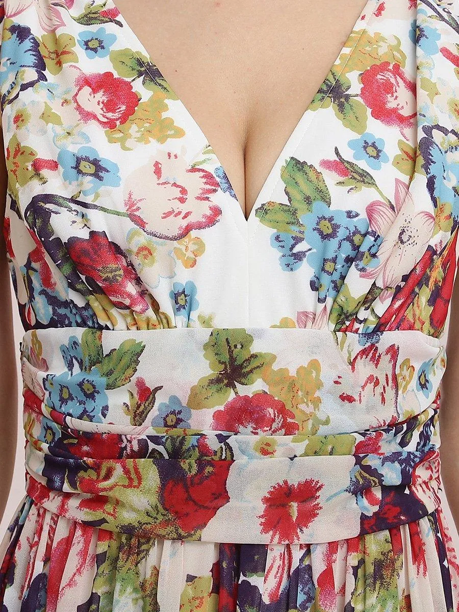 Robe de demoiselle d'honneur en mousseline à col en V