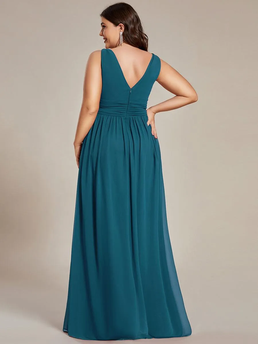 Robe de demoiselle d'honneur en mousseline à col en V