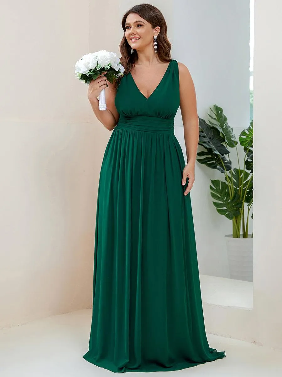 Robe de demoiselle d'honneur en mousseline à col en V