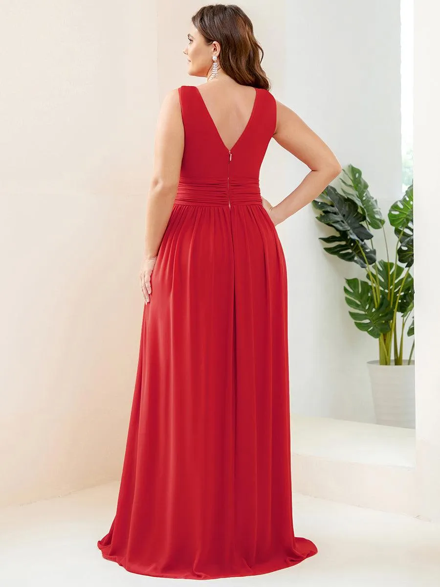 Robe de demoiselle d'honneur en mousseline à col en V