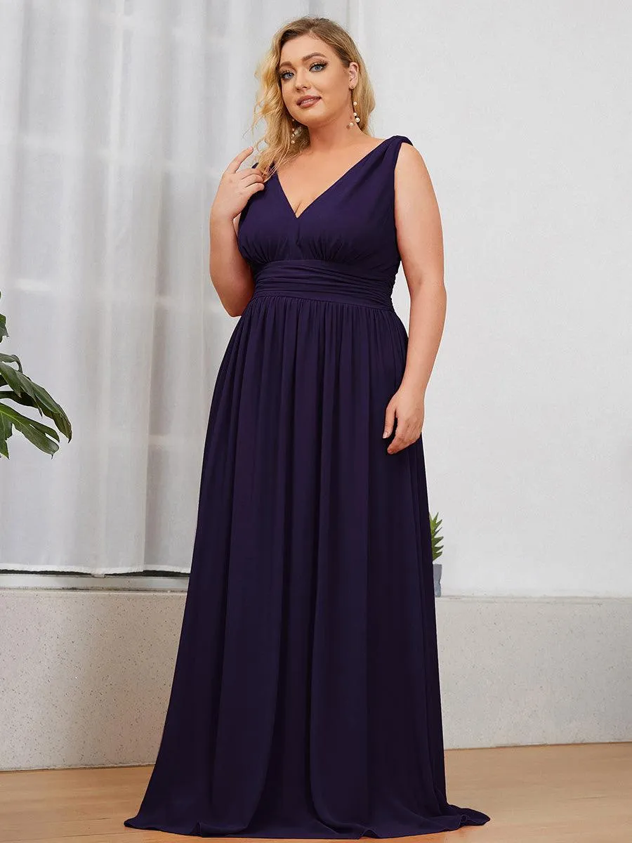 Robe de demoiselle d'honneur en mousseline à col en V