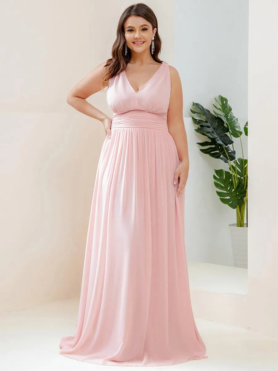 Robe de demoiselle d'honneur en mousseline à col en V