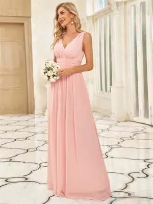 Robe de demoiselle d'honneur en mousseline à col en V
