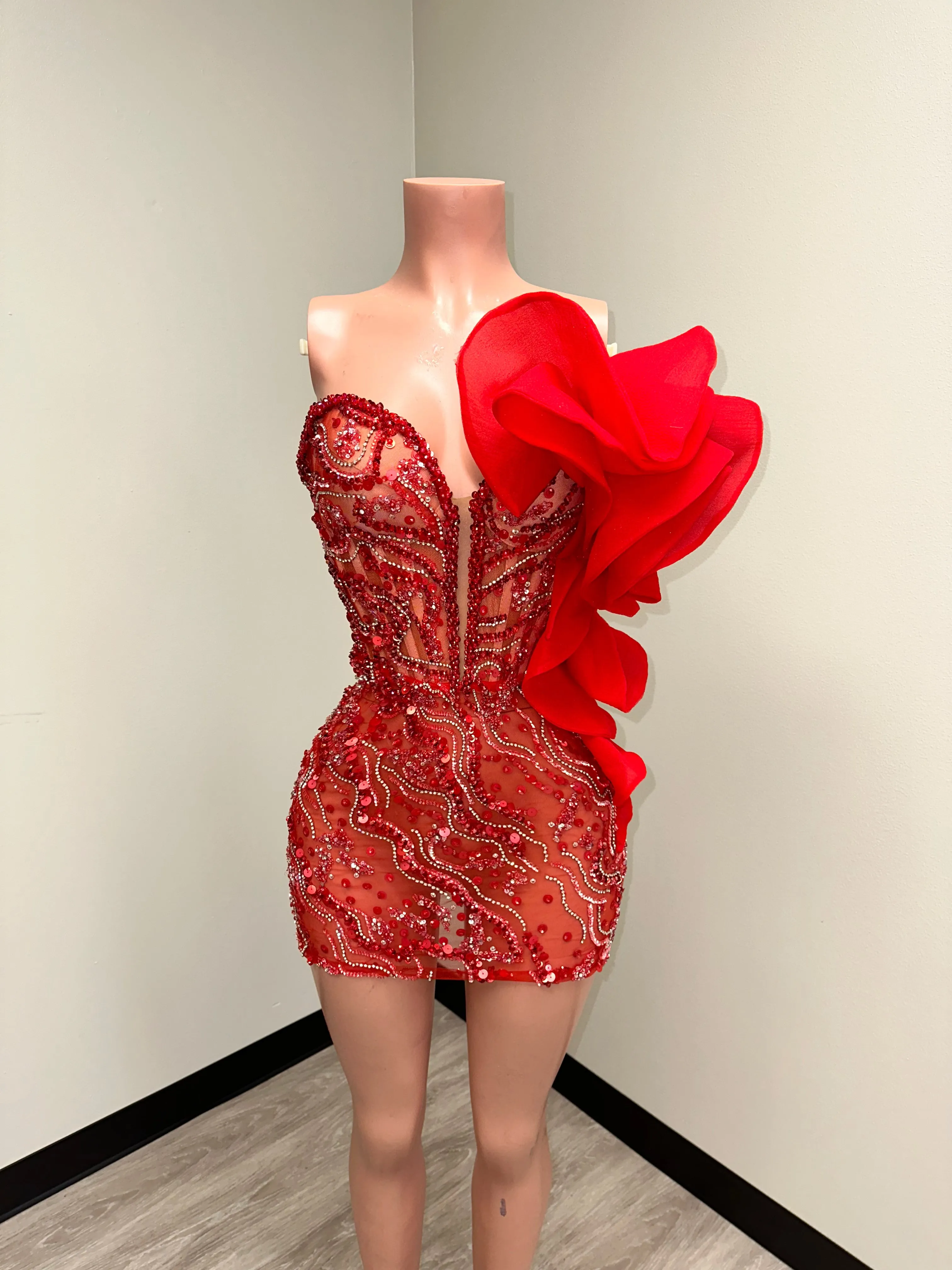 “Rose” Sequin Beaded Mini Dress
