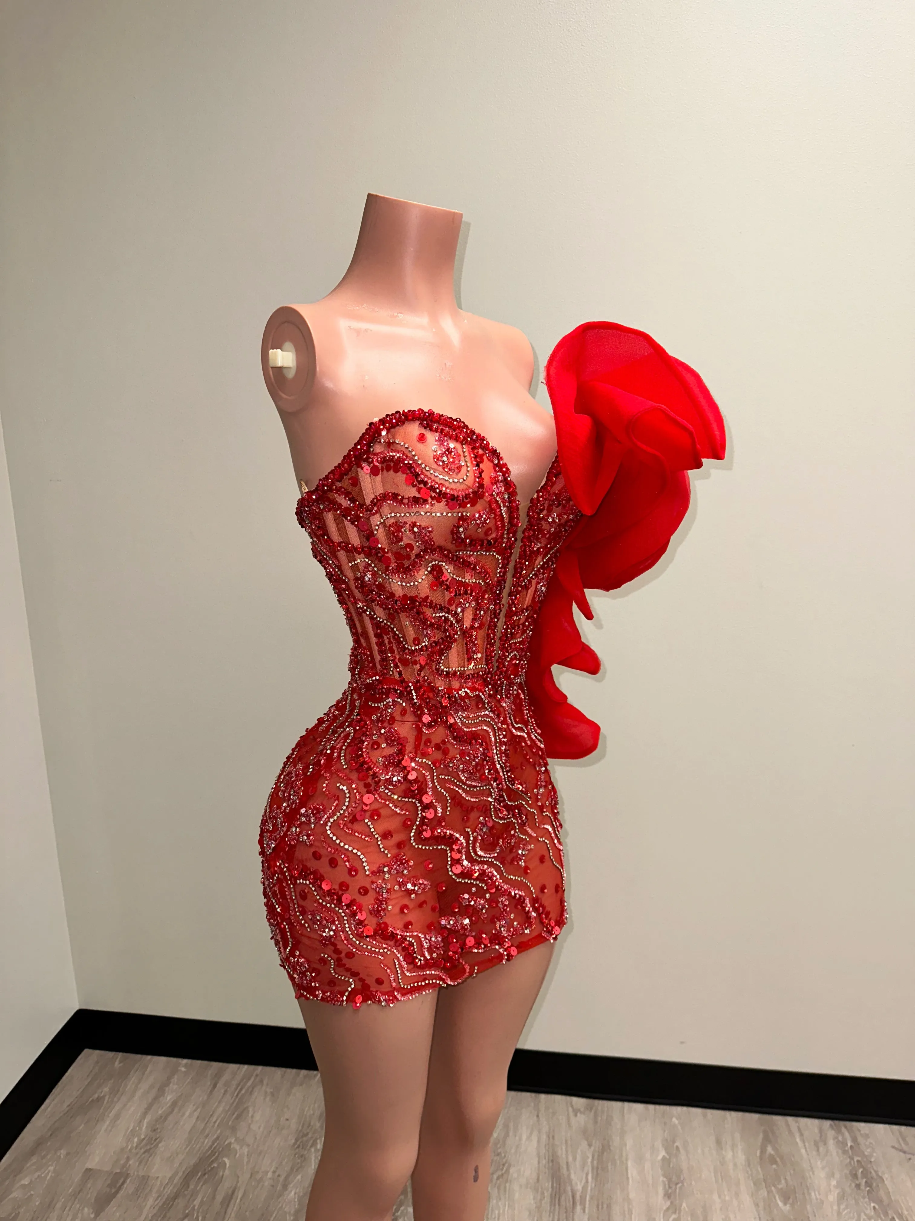 “Rose” Sequin Beaded Mini Dress