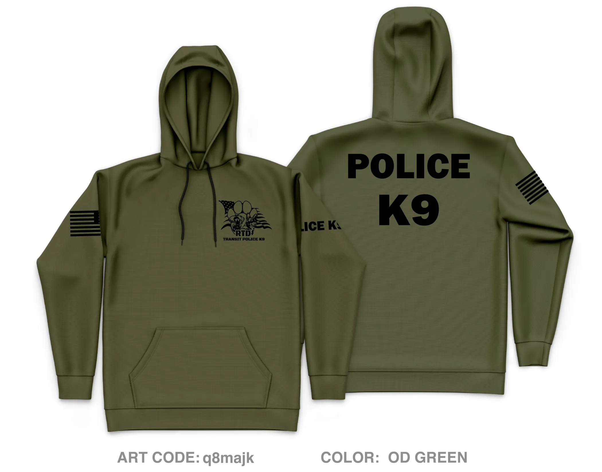 RTD Transit Police K9 Core Men's Hooded Performance Sweatshirt - q8majk
