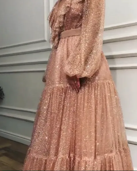 Sexy V-neck Sequin Dress Big Dress Long Skirt