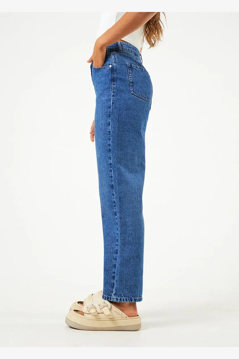 SHELBY - HEMP DENIM WIDE LEG JEAN LONG - AUTHENTIC BLUE