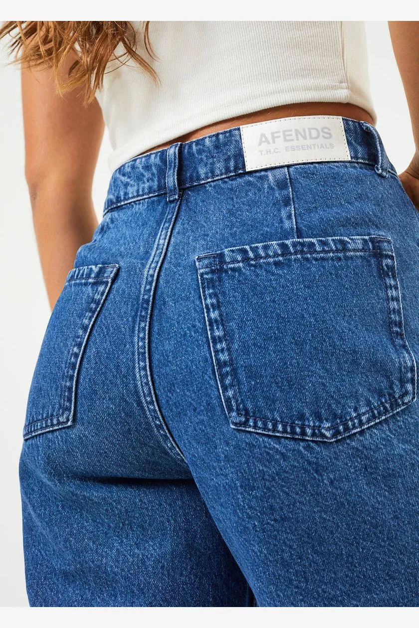 SHELBY - HEMP DENIM WIDE LEG JEAN LONG - AUTHENTIC BLUE