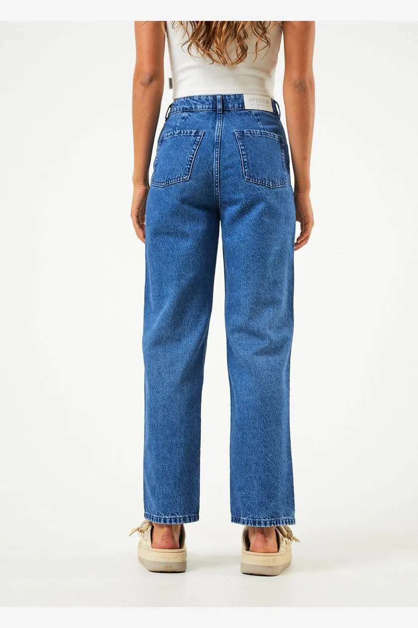 SHELBY - HEMP DENIM WIDE LEG JEAN LONG - AUTHENTIC BLUE