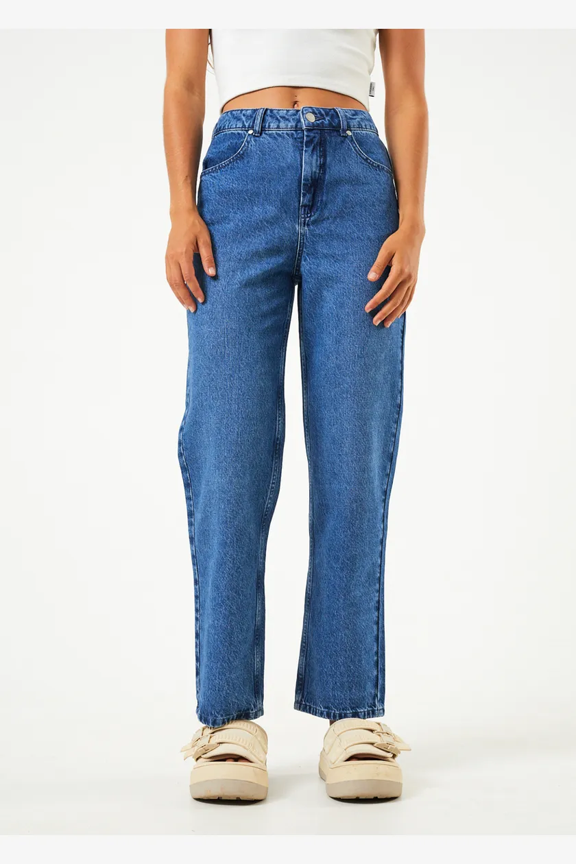 SHELBY - HEMP DENIM WIDE LEG JEAN LONG - AUTHENTIC BLUE