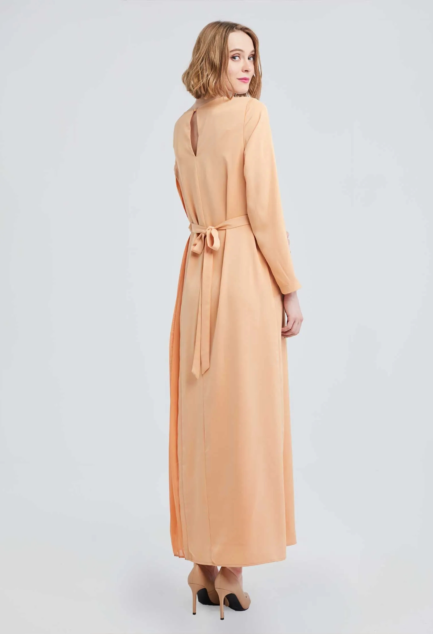 Side Panel Hidden Pleat Maxi Dress