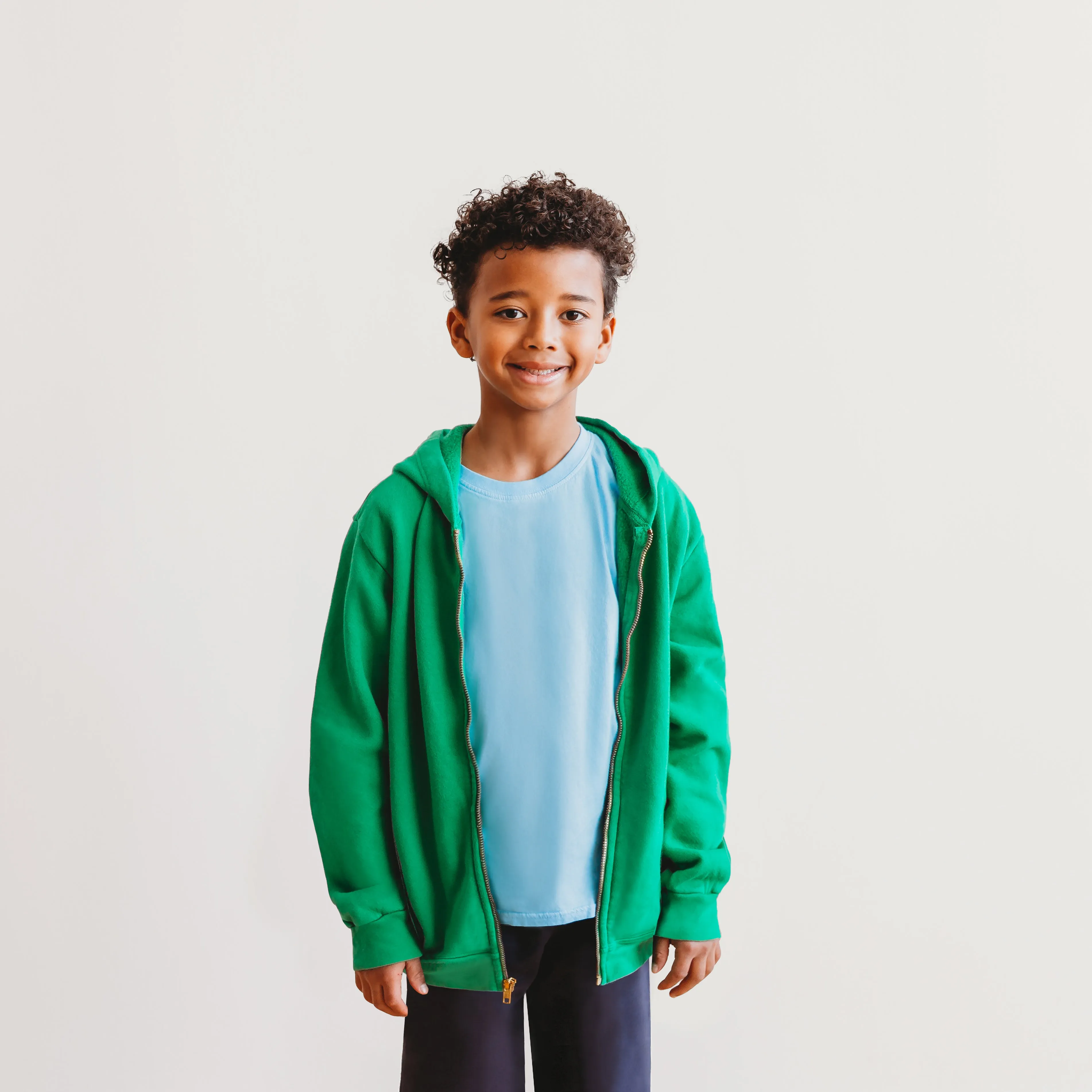 Soft & Cozy 100% Cotton Fleece Zip Hoodie with Inner Pockets | Dark Navy