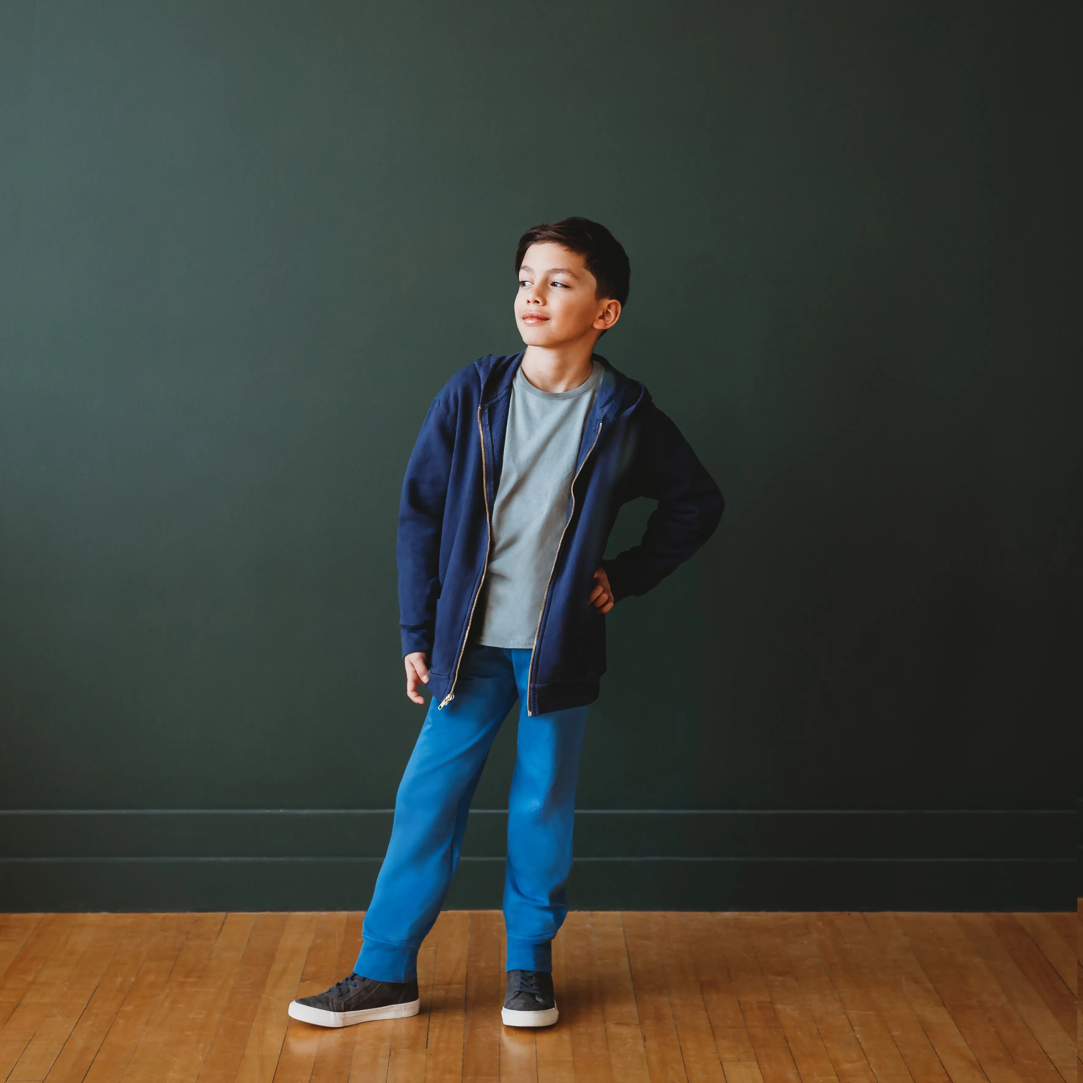 Soft & Cozy 100% Cotton Fleece Zip Hoodie with Inner Pockets | Dark Navy