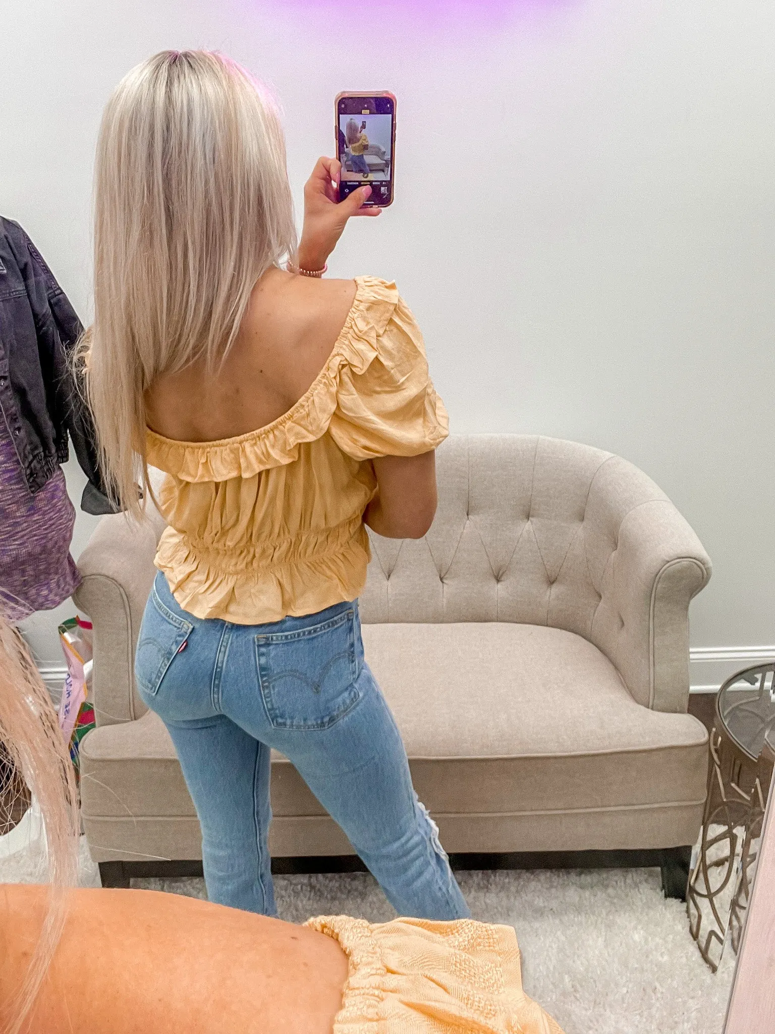 Solid Smocked Ruffle Top- Yellow