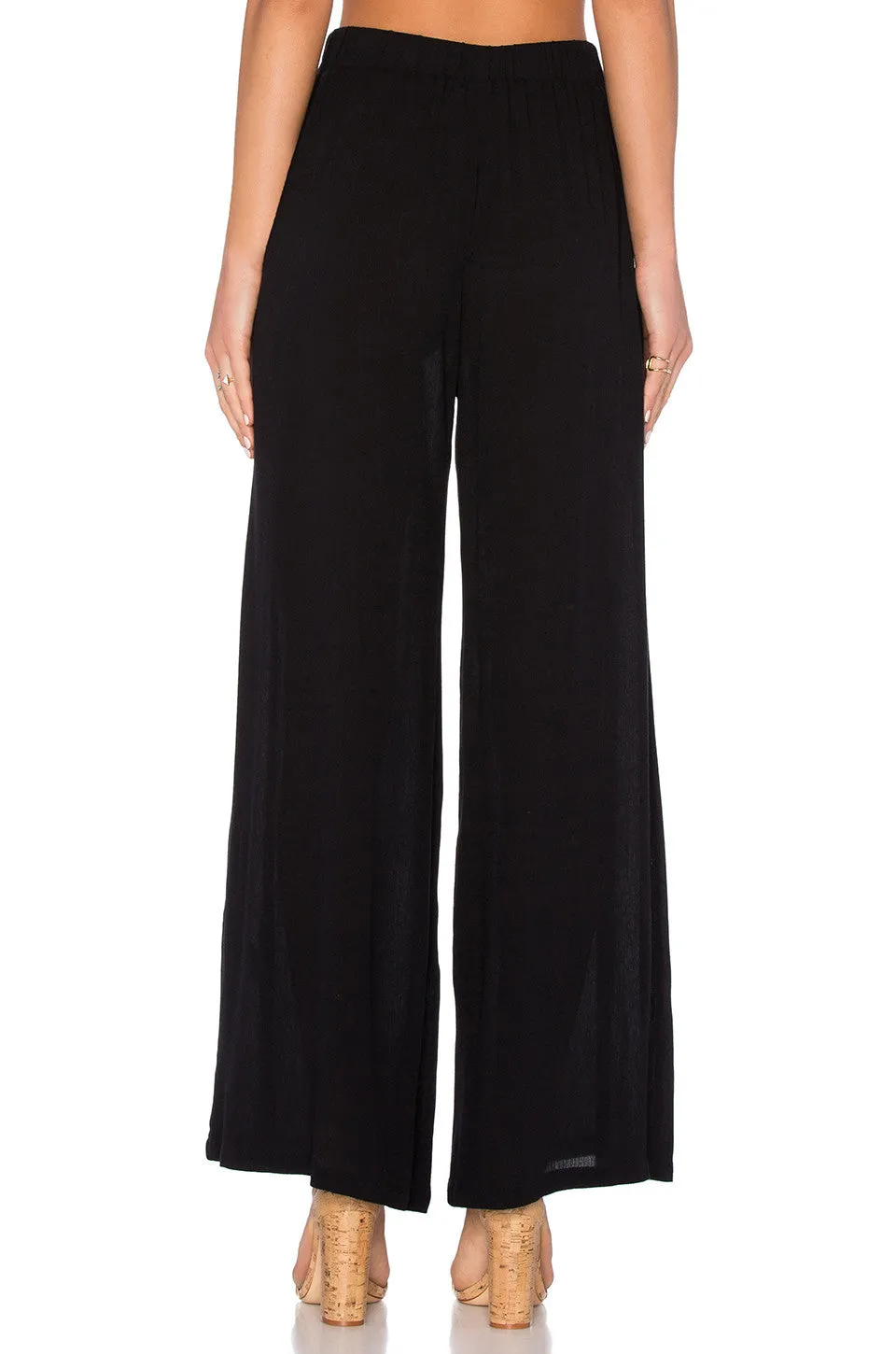 Splendid Crinkle Gauze Wide Leg Pant w/ Tie | Black