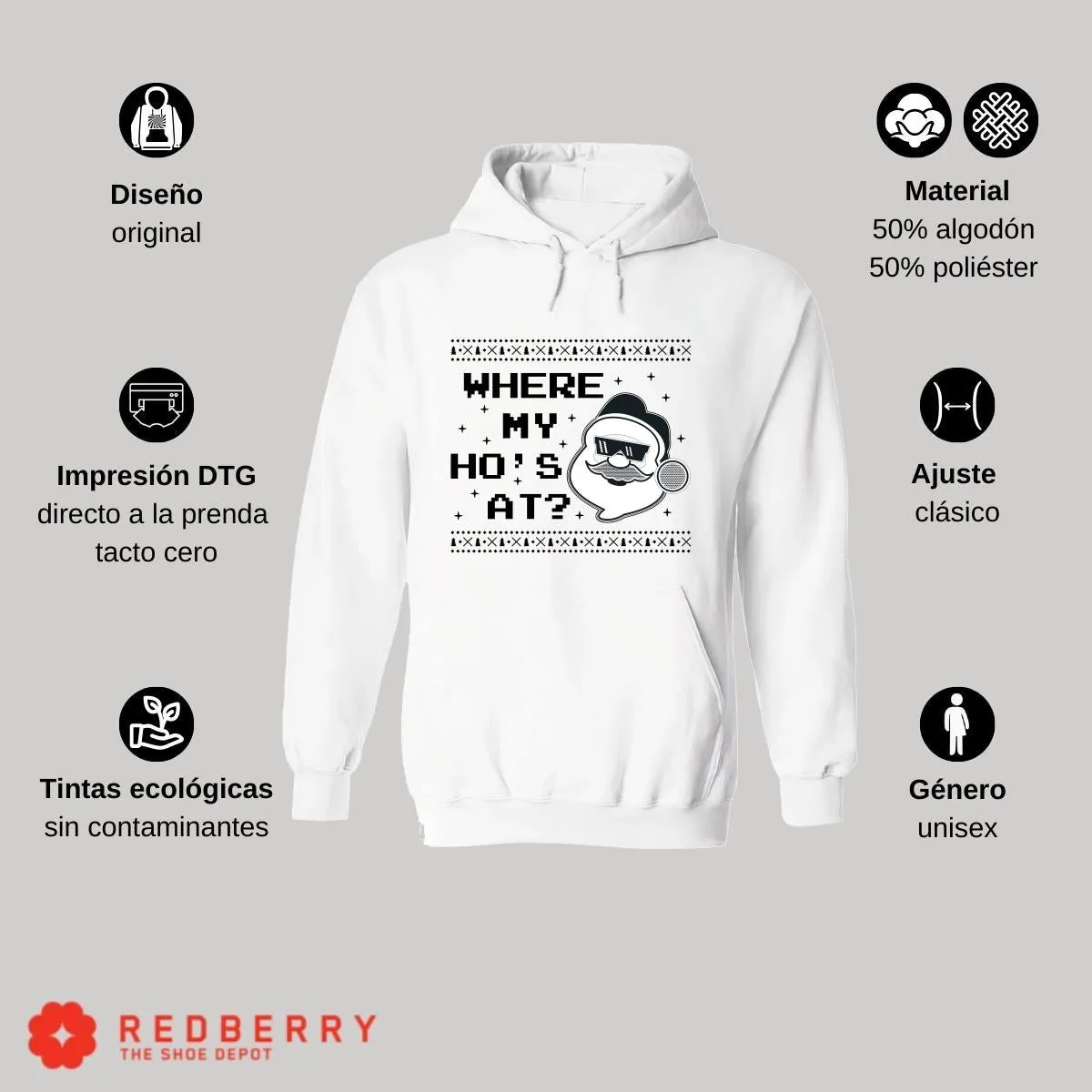 Sudadera Deportiva Hombre Navideña Hoodie 017