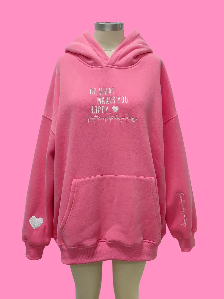 SUNKISSED Coconut Do What Makes You Happy Hoodie: Hibiscus Pink