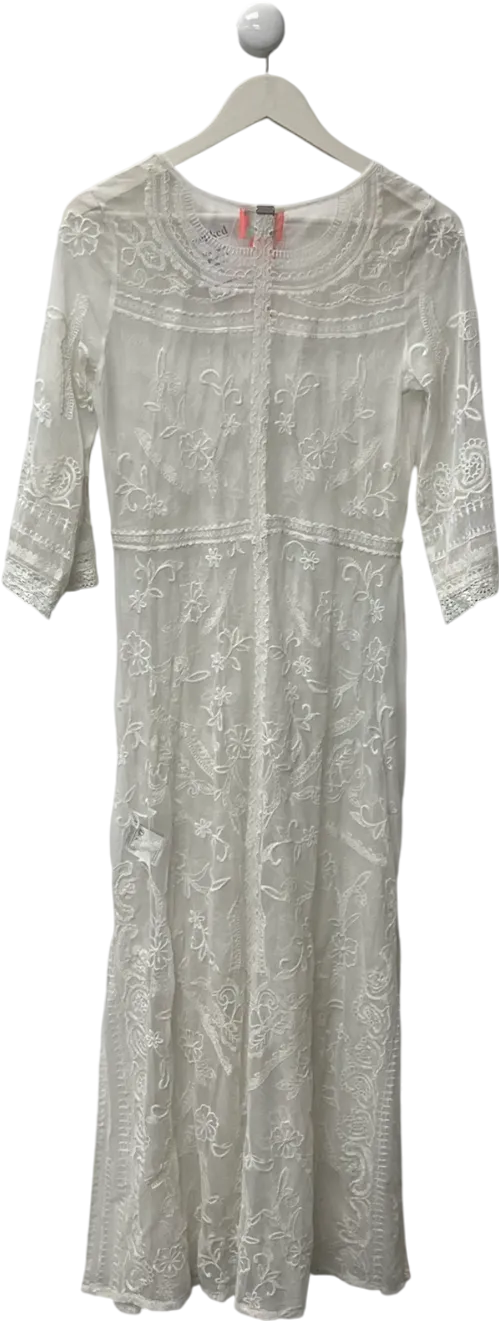 Superdry White Beach Cover Up Lace Maxi Dress UK 8