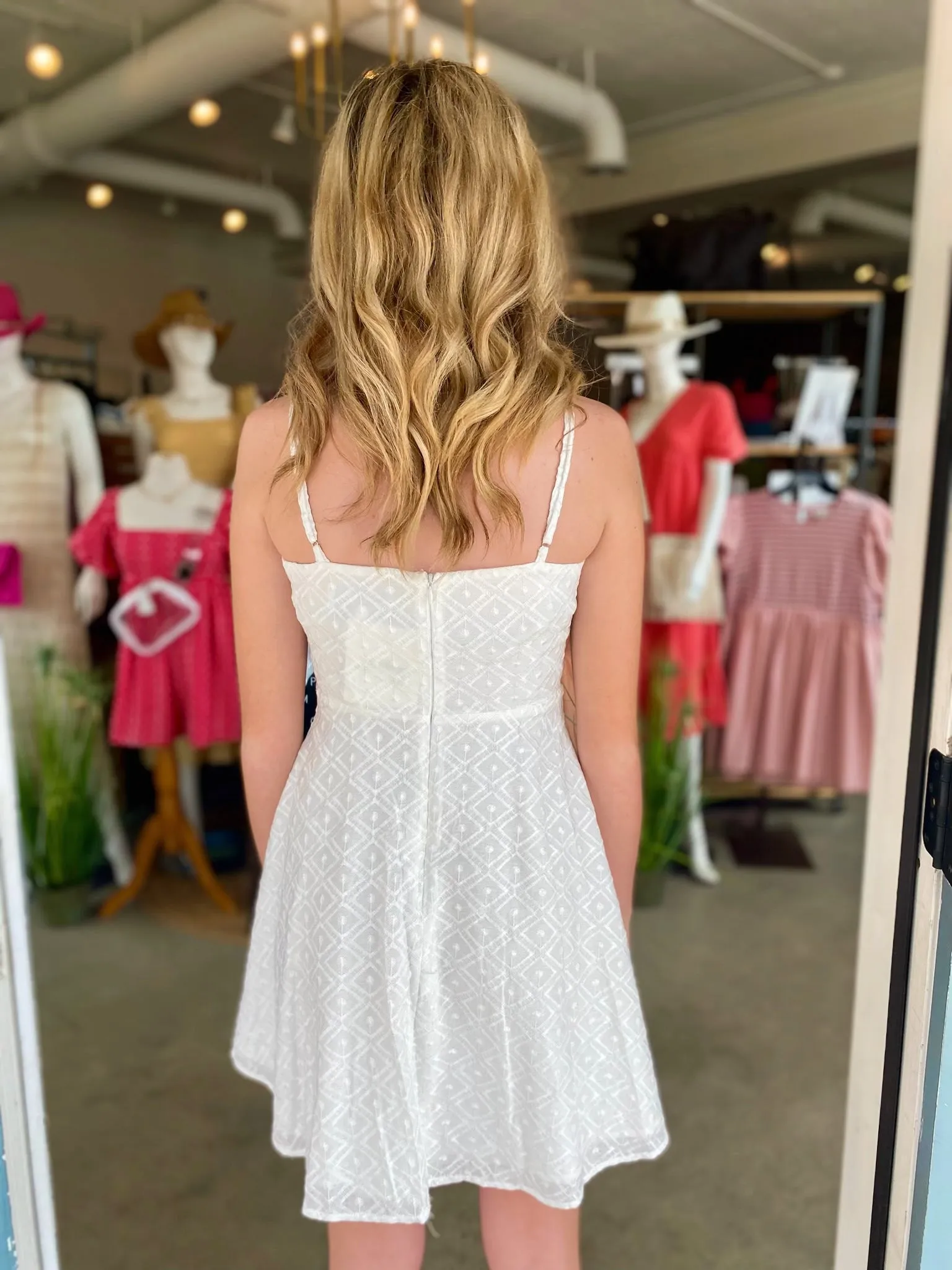 Textured Mini Dress with front Peep Cut