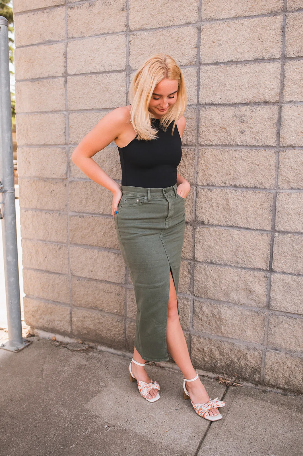 The Maxine Denim Maxi Skirt by Modern American - Army