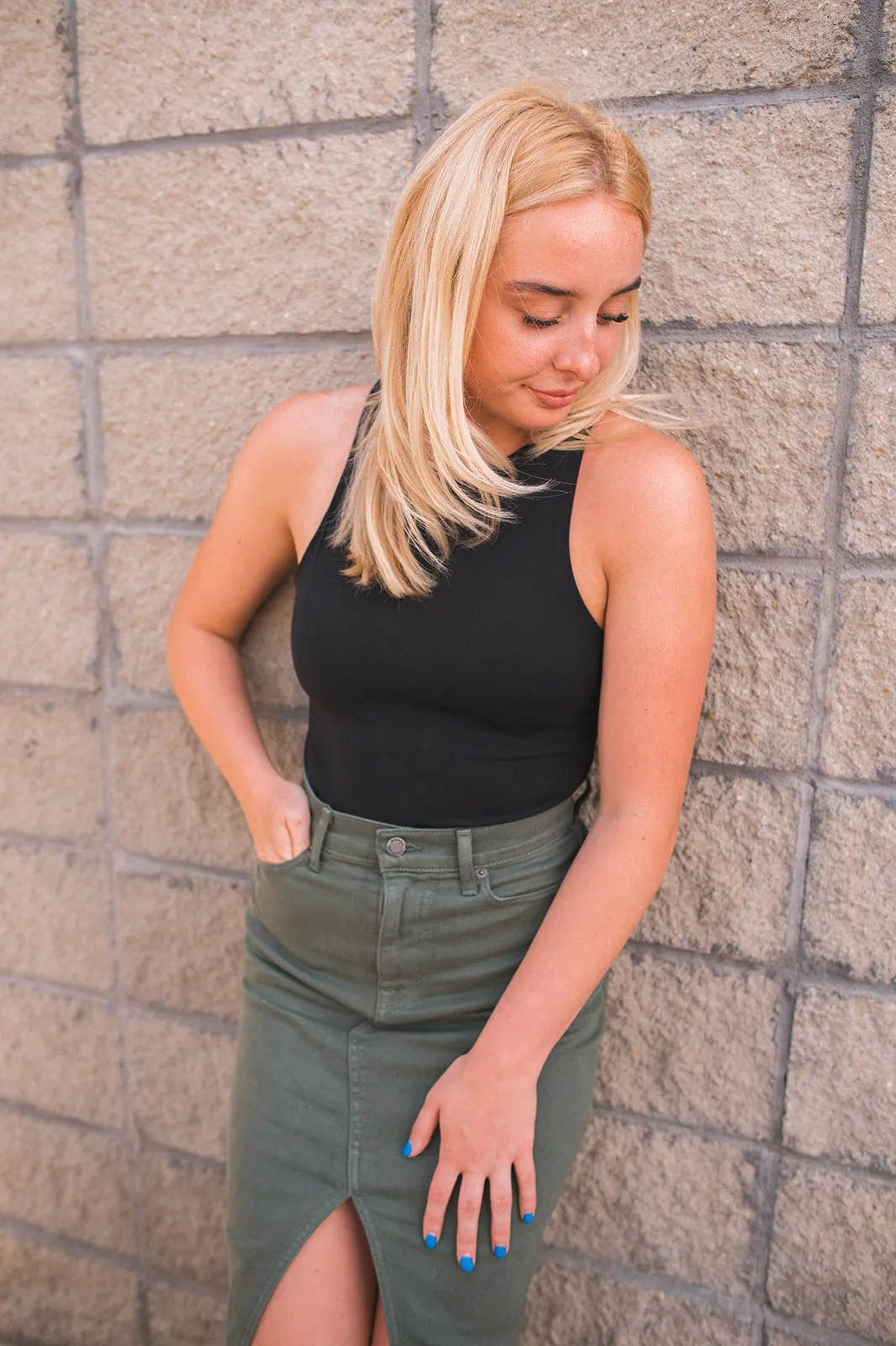 The Maxine Denim Maxi Skirt by Modern American - Army