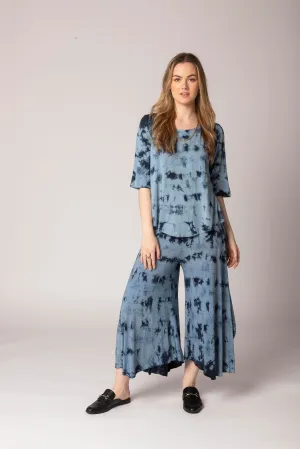 Tie-Dye wide leg- side slit pant.