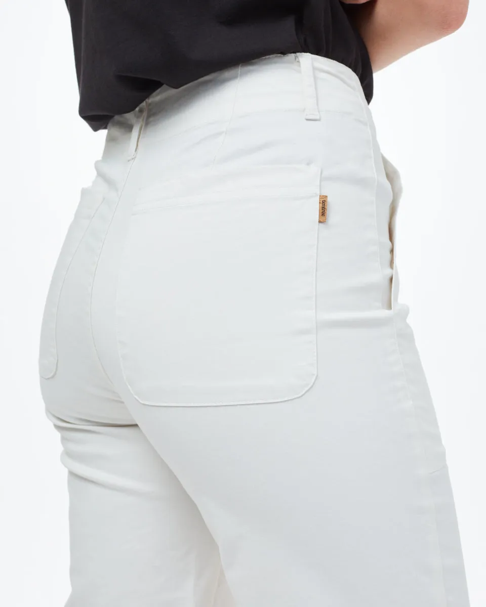Twill Cropped Wide Leg Pant