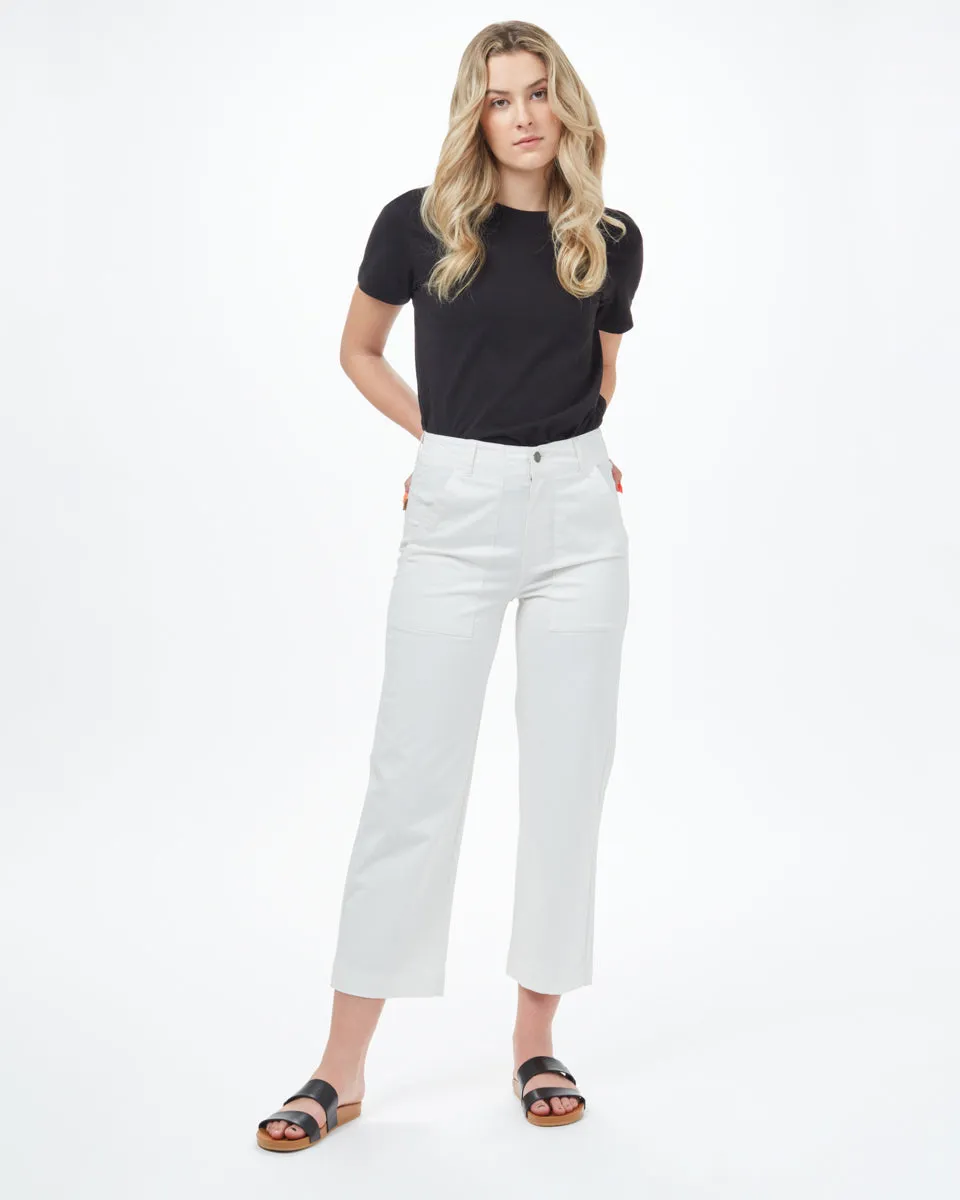 Twill Cropped Wide Leg Pant
