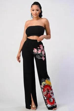 TWO PIECE PANT SET  WITH DRAGON PRINT