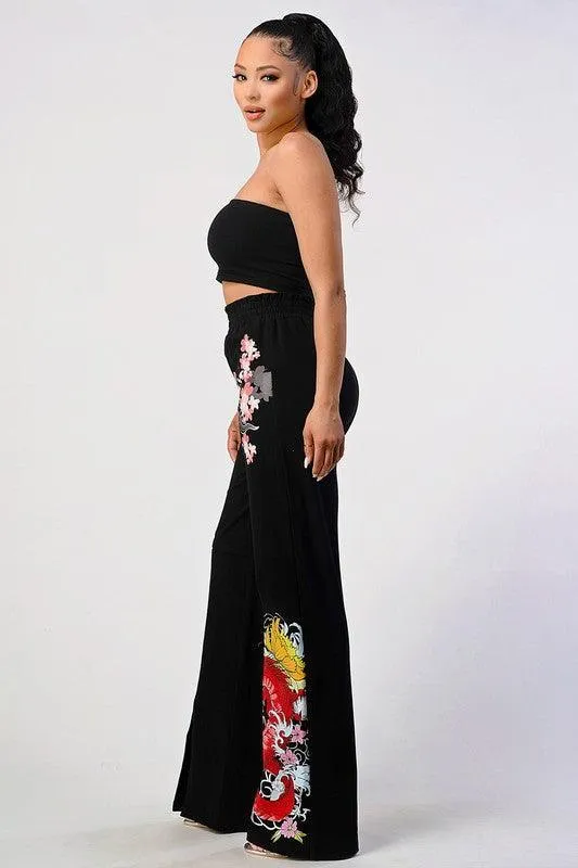 TWO PIECE PANT SET  WITH DRAGON PRINT