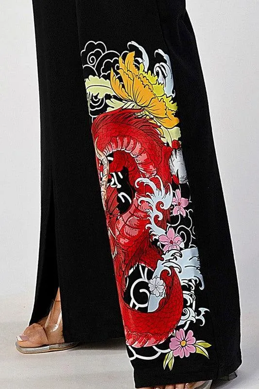 TWO PIECE PANT SET  WITH DRAGON PRINT