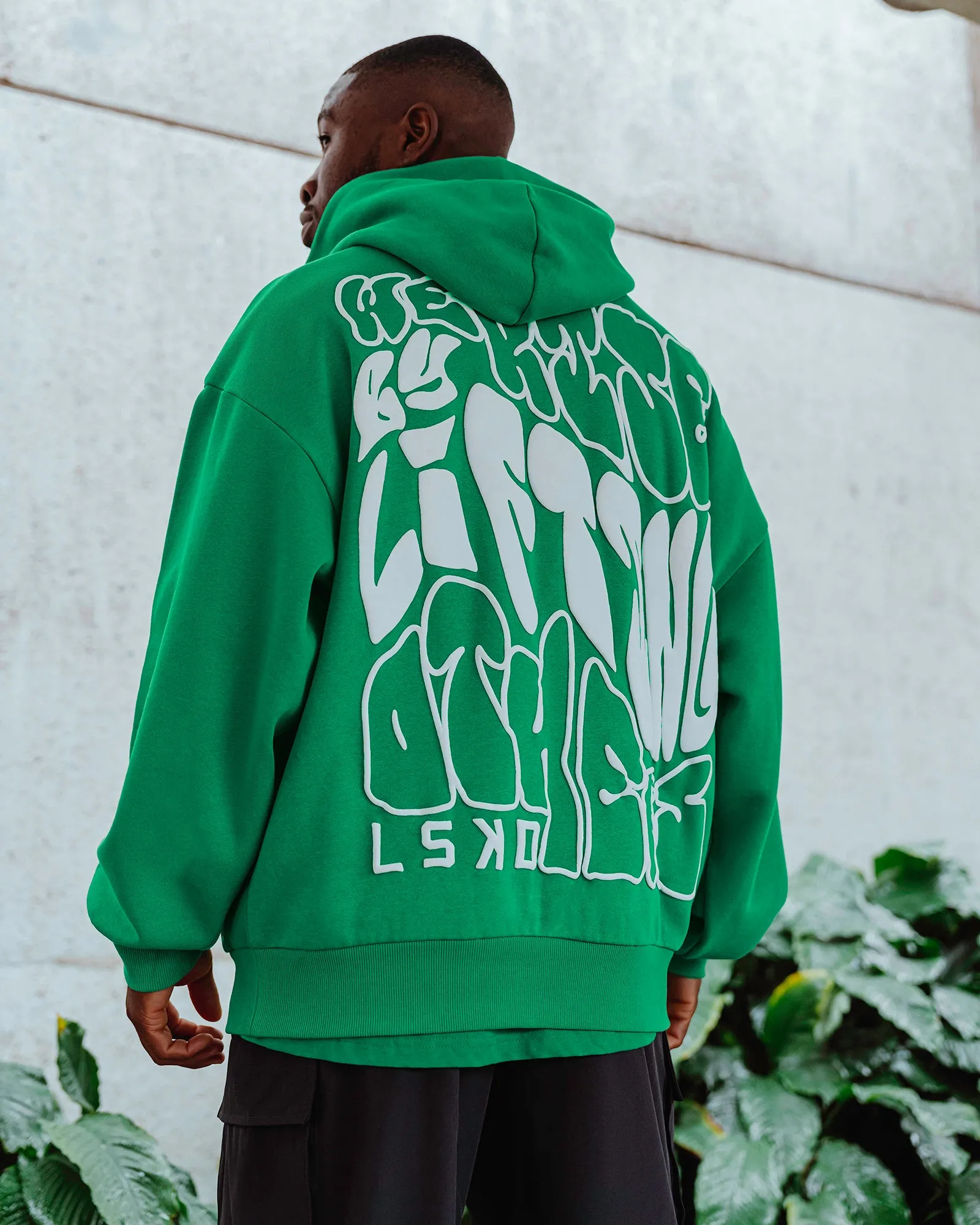Unisex We Rise Hooide Oversize - Impact Green-White