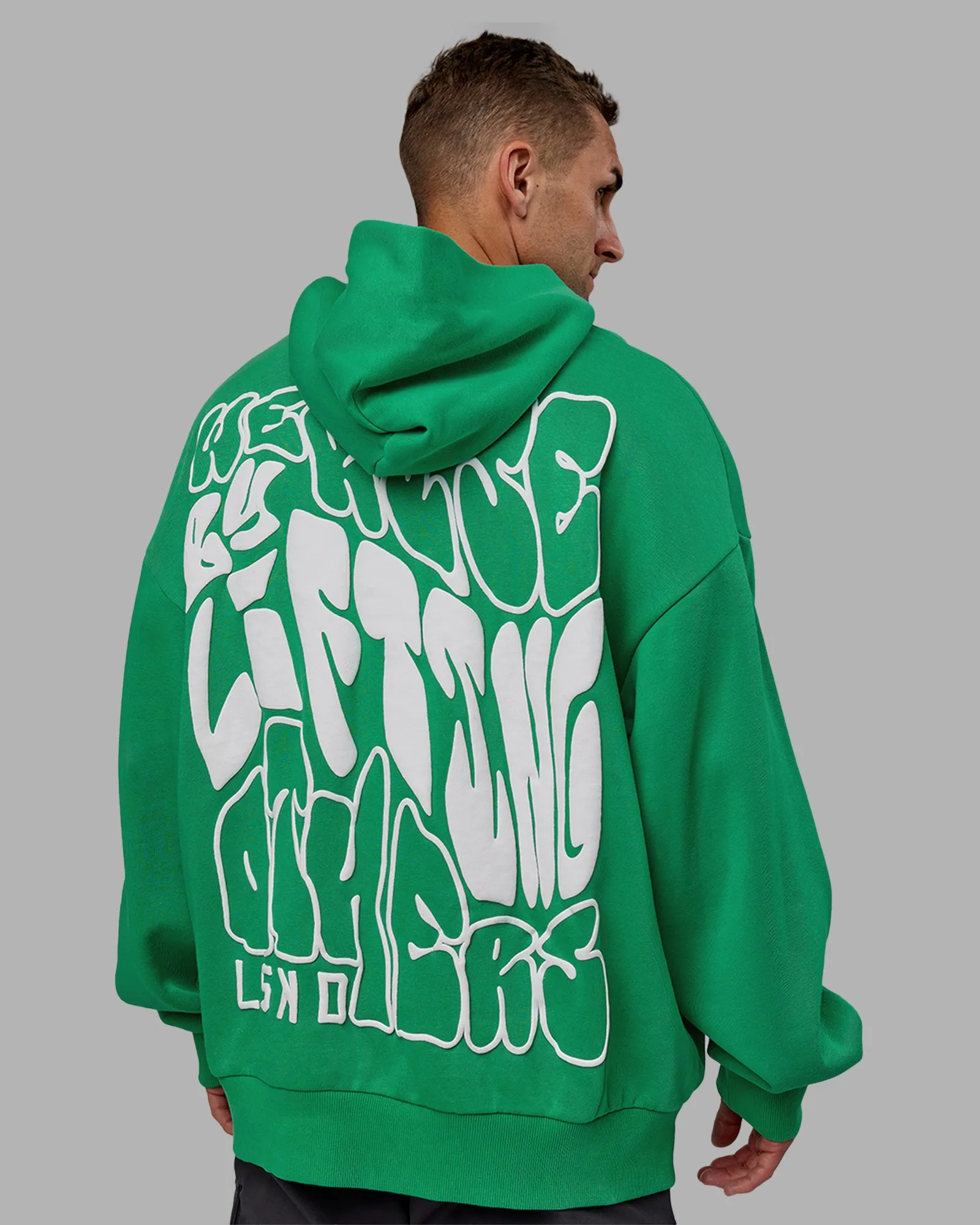 Unisex We Rise Hooide Oversize - Impact Green-White