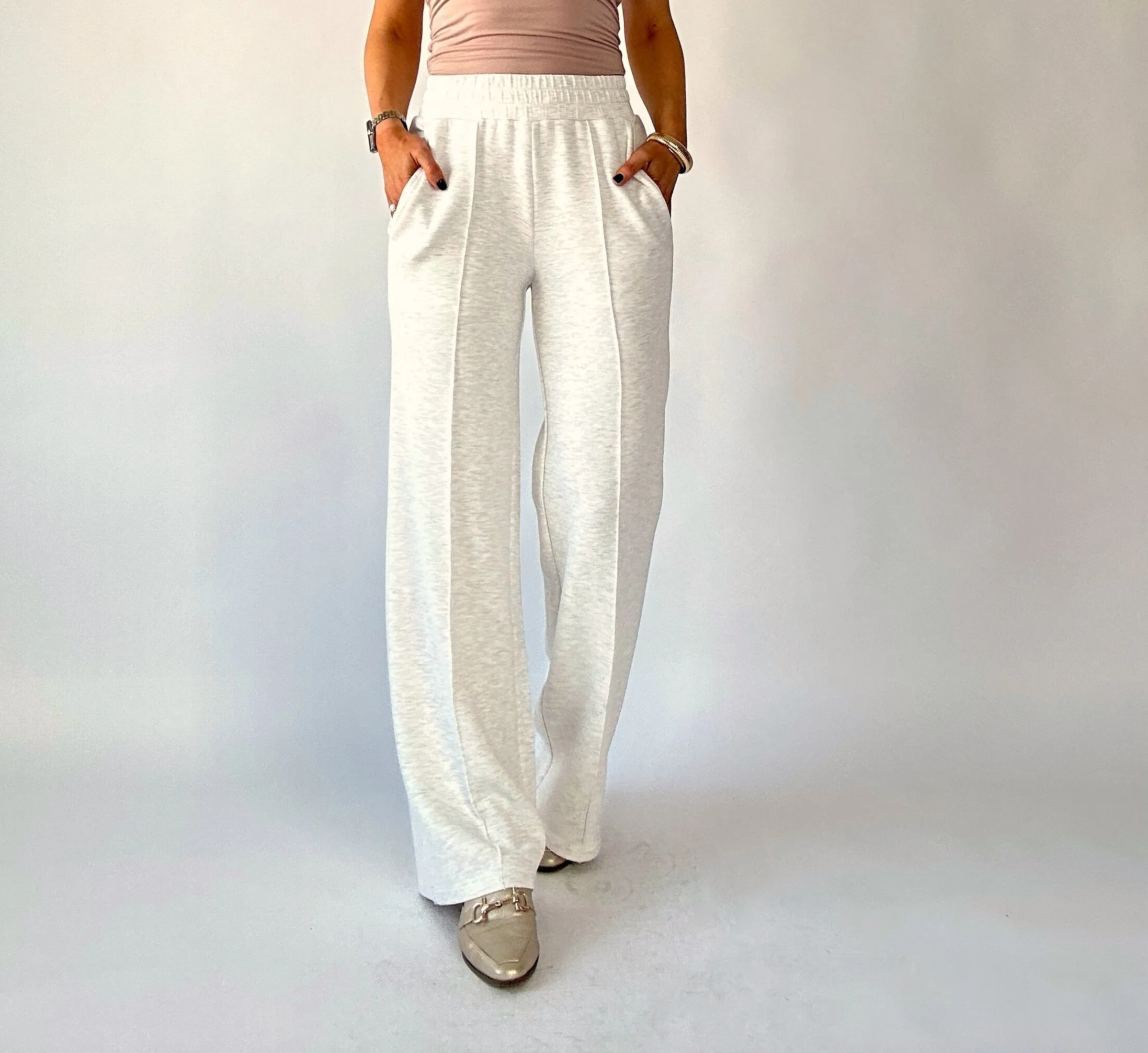 VARLEY The Wide Leg Pant 30" - Ivory Marl