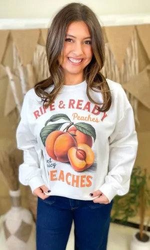 Vintage Peaches Fruit Graphic Sweatshirt