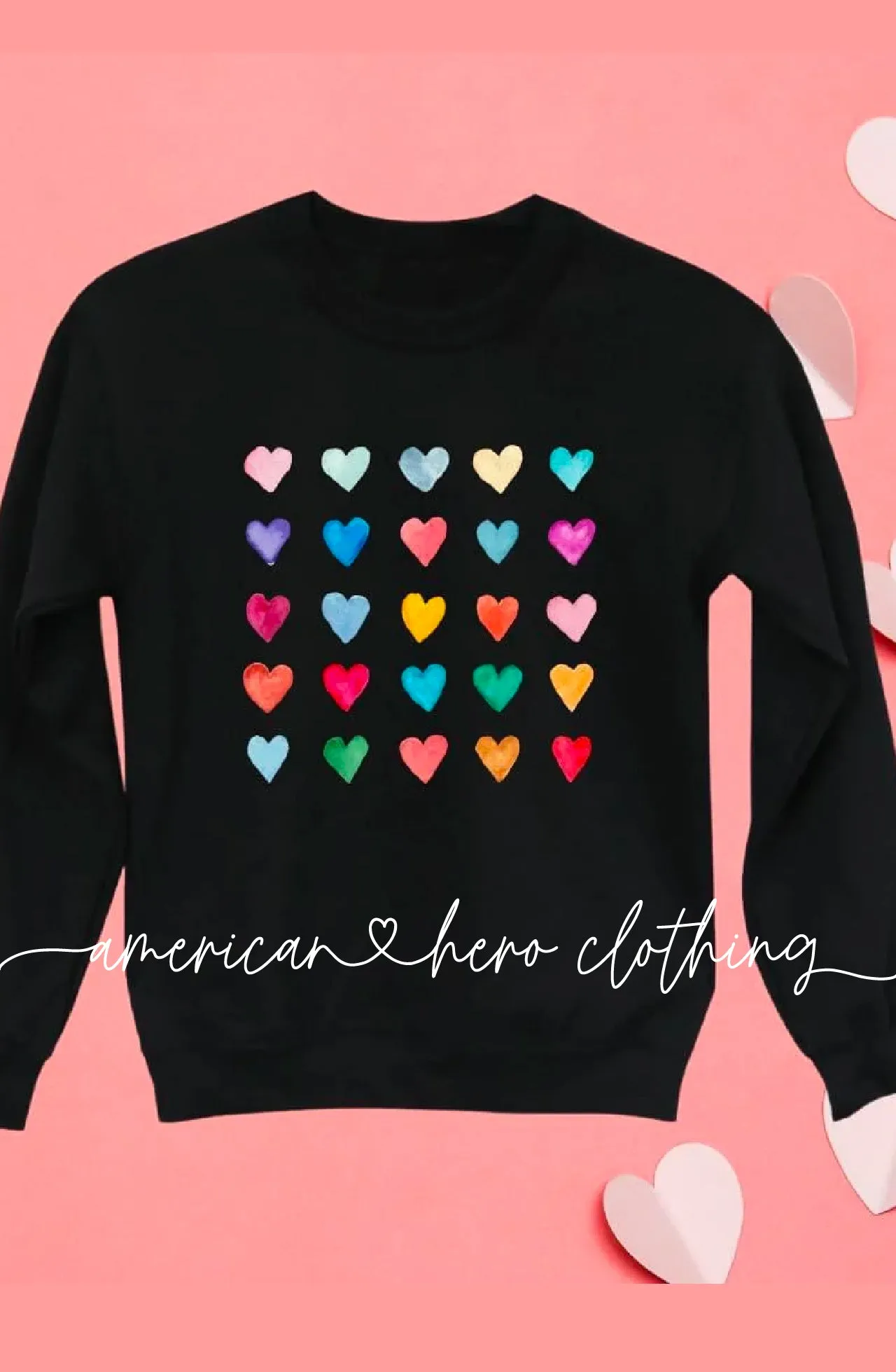 Watercolor Hearts Crewneck Sweatshirt