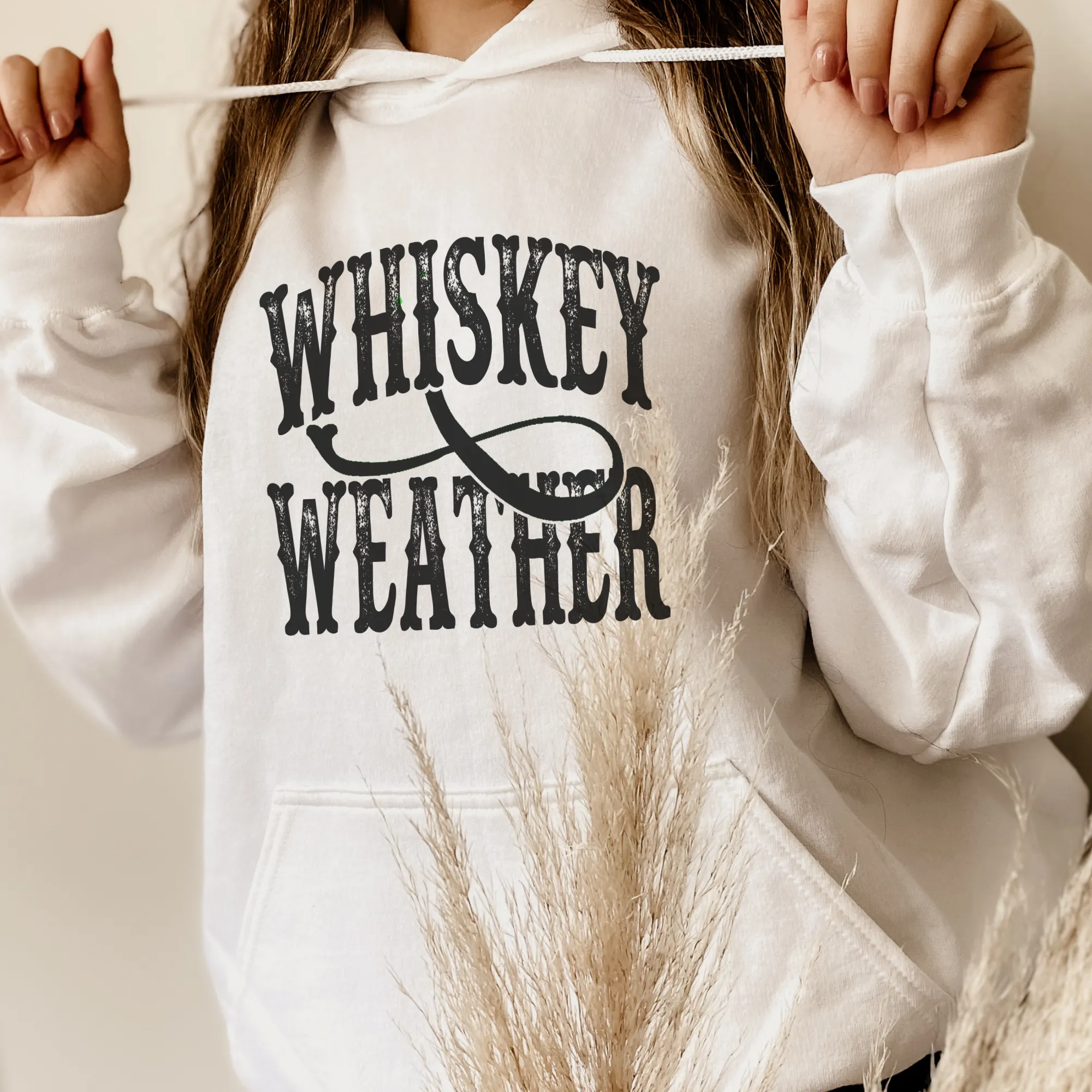 Whiskey Weather Western Graphic Hoodie: Sand