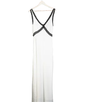 White Fox White Satin Maxi Dress With Lace Detail UK XL