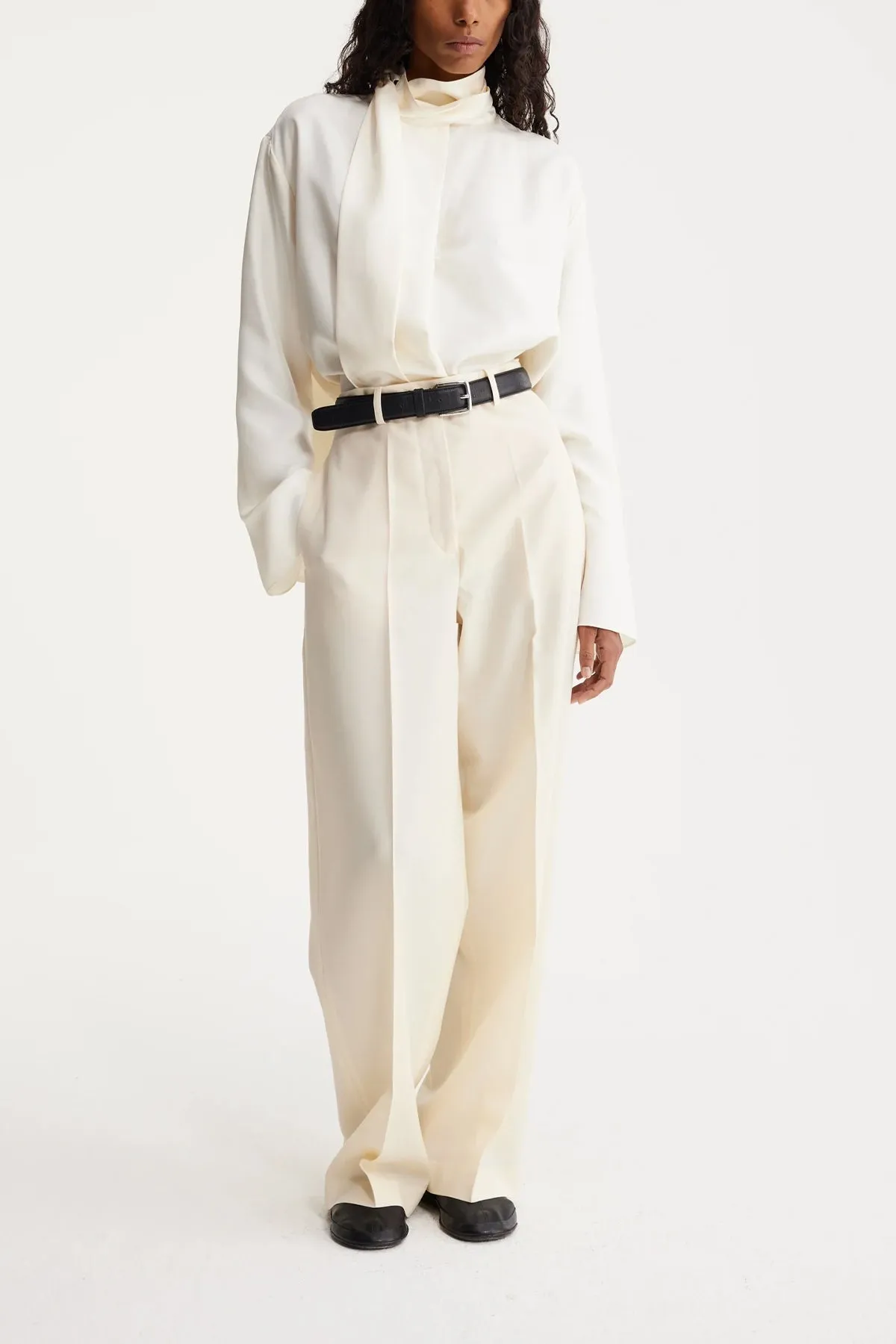 Wide Leg Trousers in Off-White