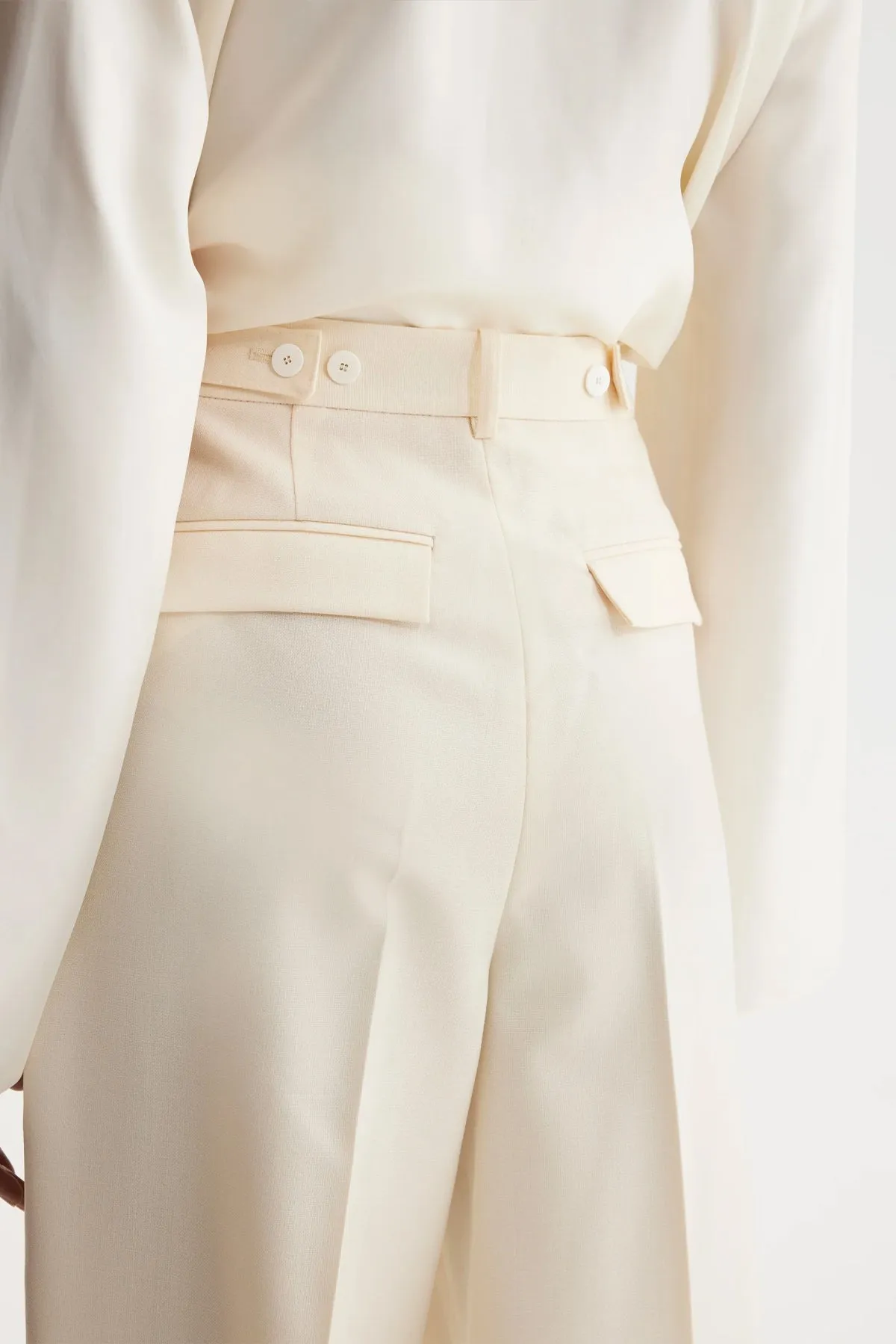 Wide Leg Trousers in Off-White