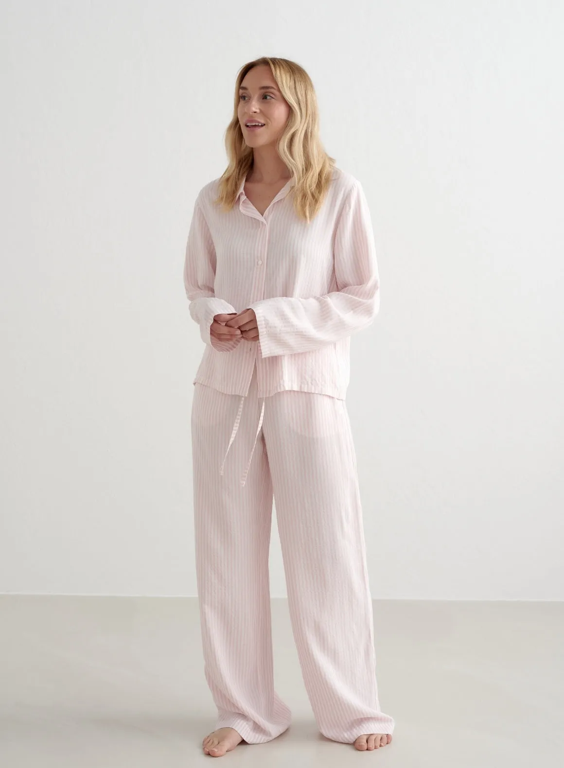 Winter Bloom Stripe Pyjama Shirt