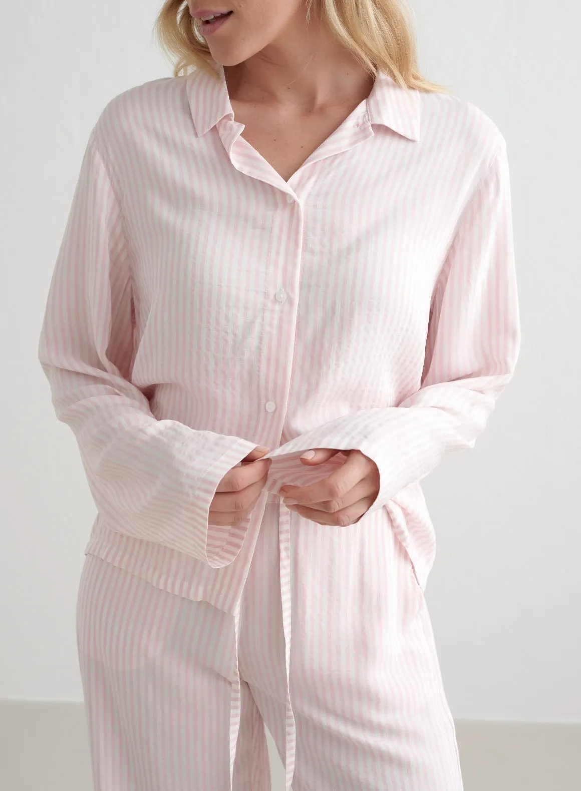 Winter Bloom Stripe Pyjama Shirt