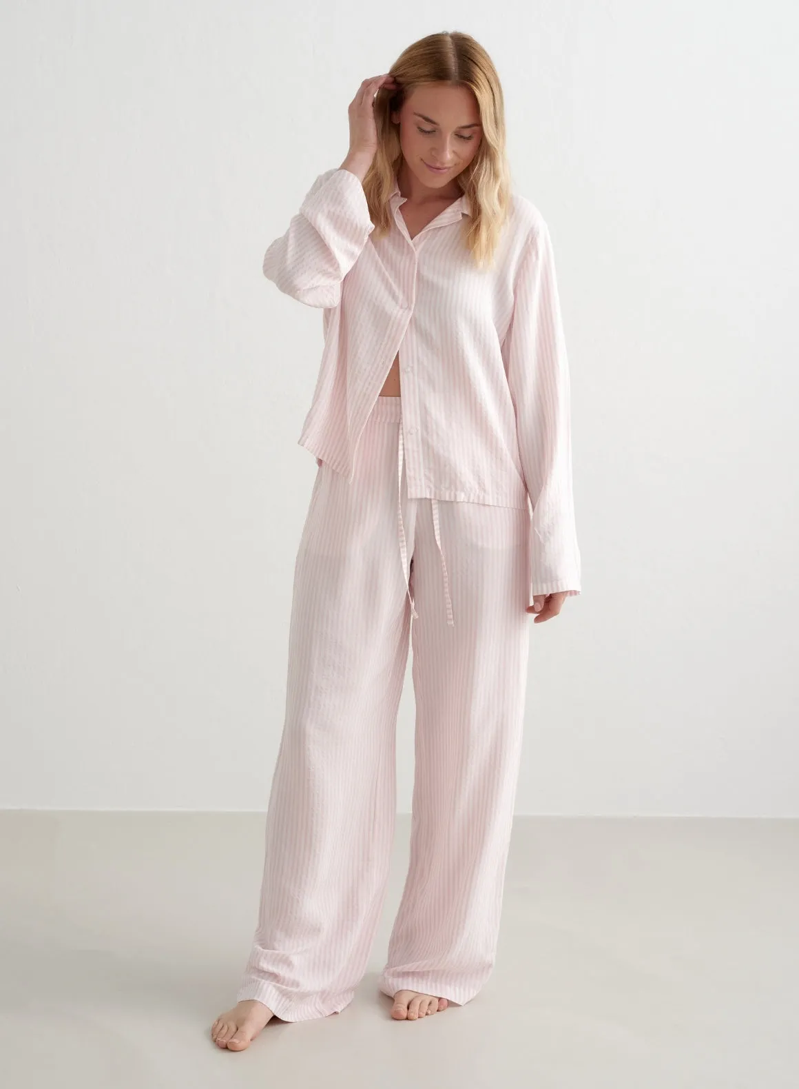 Winter Bloom Stripe Pyjama Shirt