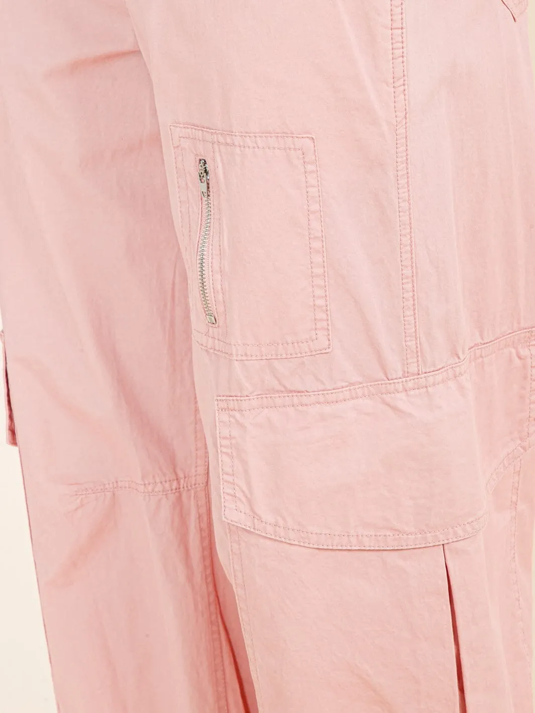 WOMEN'S BUTTON CLOSURE CARGO POCKETS WIDE LEG PANTS