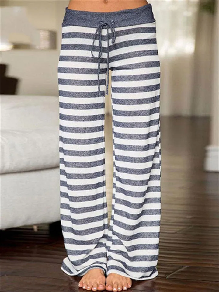 Women's Cute Floral Drawstring Wide-Leg Cotton Vacation Pants