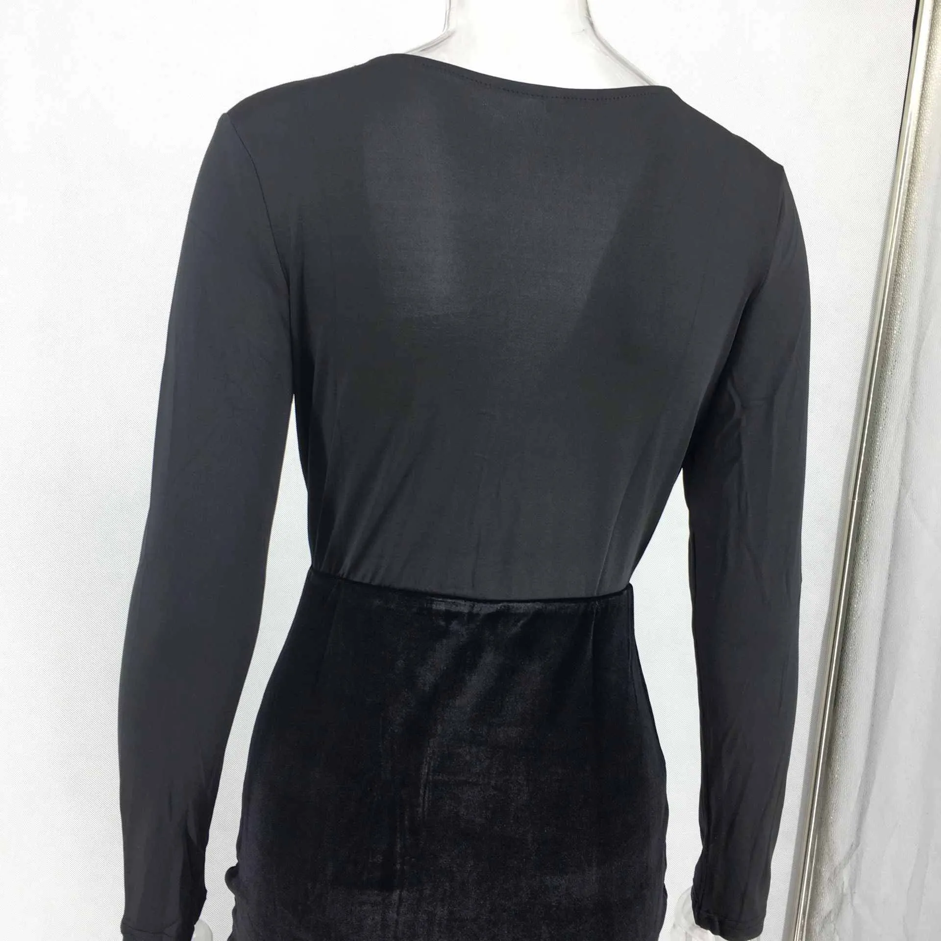 Women's Dress Evening Dress Solid Color Long-sleeved V-neck Split Fork Large Size Women's Clothing